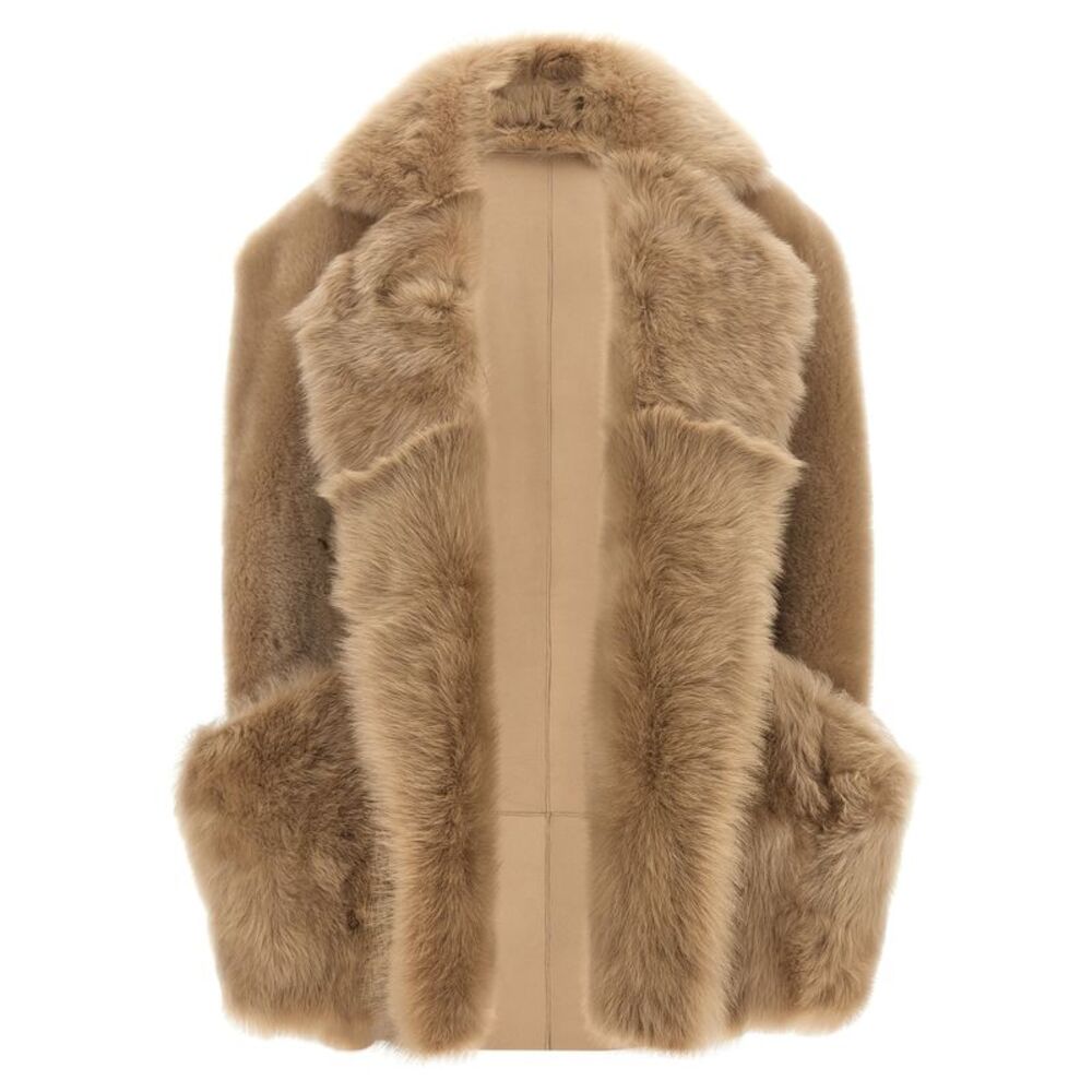 BLANCHA Beige Lamb Fur Sleeveless Women's Jacket